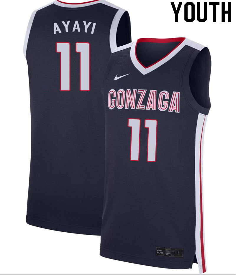 Youth #11 Joel Ayayi Gonzaga Bulldogs College Basketball Jerseys Sale-Navy - Click Image to Close